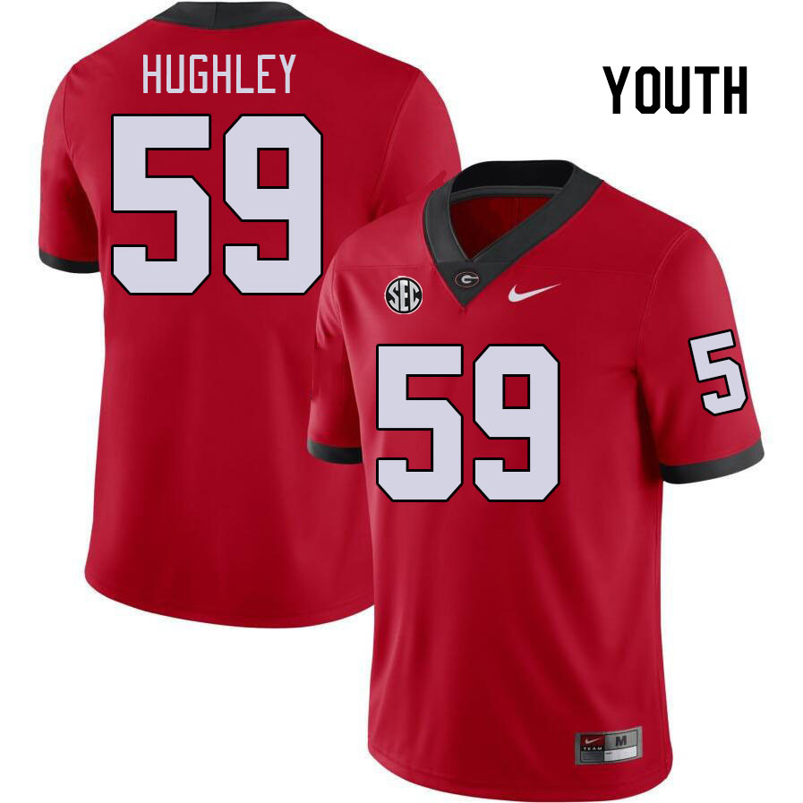 Youth #59 Bo Hughley Georgia Bulldogs College Football Jerseys Stitched Sale-Red